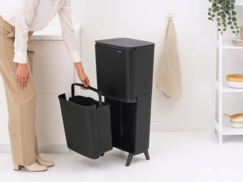 Brabantia SortUp Recycle Bin Hi 2 szintes szelektív hulladékgyűjtő torony lábakon, felhajtható fedéllel, 10+10+25L-