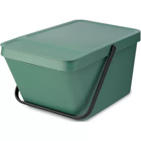   Brabantia Sort & Go halmozható hulladékgyűjtő felnyitható fedéllel, fogantyúval szelektív gyűjtéshez, 20L, platina zöld
