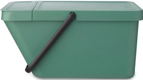 Brabantia Sort & Go halmozható hulladékgyűjtő felnyitható fedéllel, fogantyúval szelektív gyűjtéshez, 20L, platina zöld