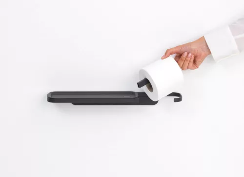 Brabantia MindSet fali kistekercses WC-papír tartó polccal, acél, határtalan szürke ásványi textúra - 303128