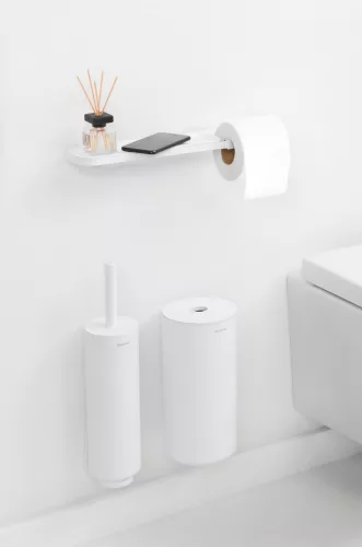 Brabantia MindSet fali kistekercses WC-papír tartó polccal, acél, szikrázó fehér ásványi textúra - 303142
