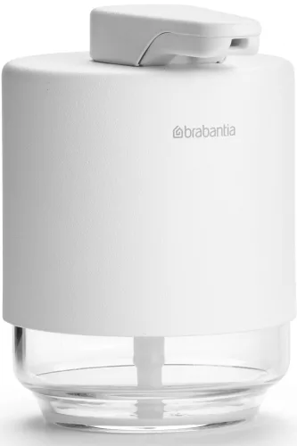 Brabantia MindSet folyékonyszappan-adagoló csepegésbiztos pumpával, 200ml üveg tartály, acél burkolat, szikrázó fehér