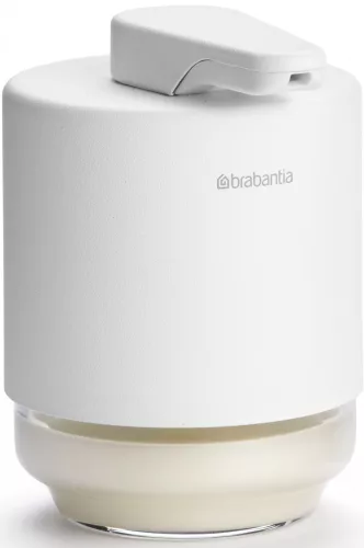 Brabantia MindSet folyékonyszappan-adagoló csepegésbiztos pumpával, 200ml üveg tartály, acél burkolat, szikrázó fehér
