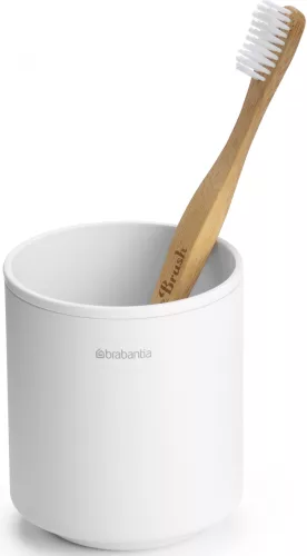 Brabantia MindSet fogkefe tartó kiemelhető cseppgyűjtő tartállyal, acél, szikrázó fehér ásványi textúra - 303265