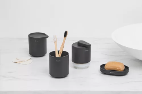 Brabantia MindSet szappantartó kiemelhető rácsos belsővel, cseppgyűjtő tálcával, acél, határtalan szürke ásványi textúra