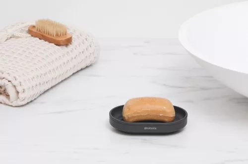 Brabantia MindSet szappantartó kiemelhető rácsos belsővel, cseppgyűjtő tálcával, acél, határtalan szürke ásványi textúra