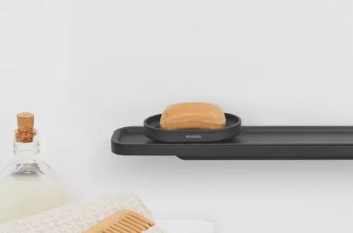 Brabantia MindSet szappantartó kiemelhető rácsos belsővel, cseppgyűjtő tálcával, acél, határtalan szürke ásványi textúra