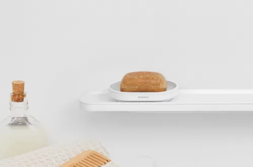 Brabantia MindSet szappantartó kiemelhető rácsos belsővel, cseppgyűjtő tálcával, acél, szikrázó fehér ásványi textúra