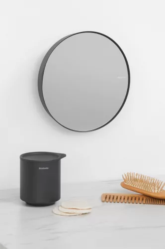 Brabantia MindSet piperetükör mágneses fali tartóval, 5x nagyítás, kerek, acél, határtalan szürke ásványi textúra
