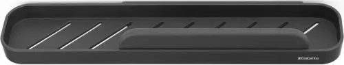 Brabantia MindSet zuhanypolc szilikon üveglehúzóval, 421x90mm, határtalan szürke ásványi textúra - 303609