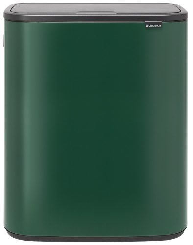 Brabantia Bo Touch Bin nyomófedeles hulladékgyűjtő XXL, padlón álló, műanyag tartály, 60L - M méret, acél, fenyőzöld