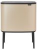 Brabantia Bo Touch Bin nyomófedeles szelektív hulladékgyűjtő, magasított, lábakon álló, műanyag tartály, 11+23L - X+J