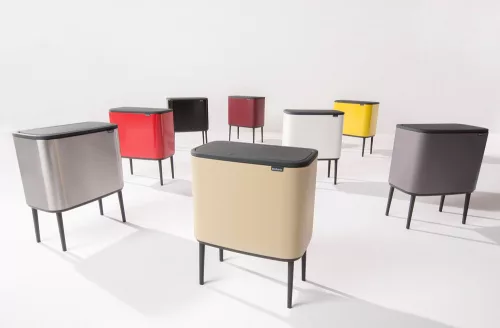 Brabantia Bo Touch Bin nyomófedeles szelektív hulladékgyűjtő, magasított, lábakon álló, műanyag tartály, 3x11L - X méret