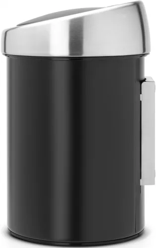 Brabantia Touch Bin fali/álló nyomófedeles hulladékgyűjtő XXS, 3L - A méret, matt fekete acél test, r.m. acél selyem