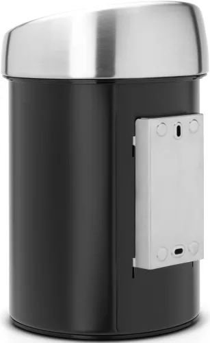 Brabantia Touch Bin fali/álló nyomófedeles hulladékgyűjtő XXS, 3L - A méret, matt fekete acél test, r.m. acél selyem