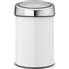   Brabantia Touch Bin fali/álló nyomófedeles hulladékgyűjtő XXS, 3L - A méret, acél fehér test, r.m. acél fényes fedő
