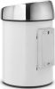 Brabantia Touch Bin fali/álló nyomófedeles hulladékgyűjtő XXS, 3L - A méret, acél fehér test, r.m. acél fényes fedő