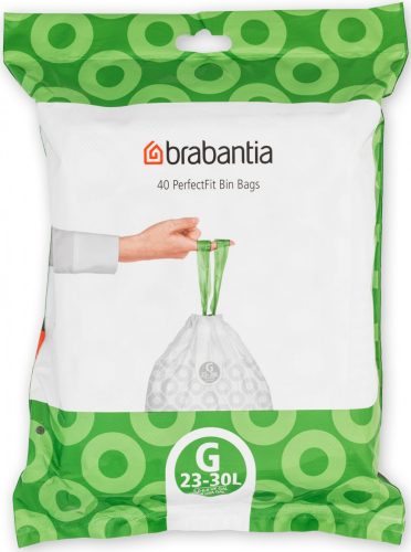 Brabantia PerfectFit szemeteszsák, G méret, 23-30L, visszazárható adagoló csomag, 40 zsák/csomag - 375668