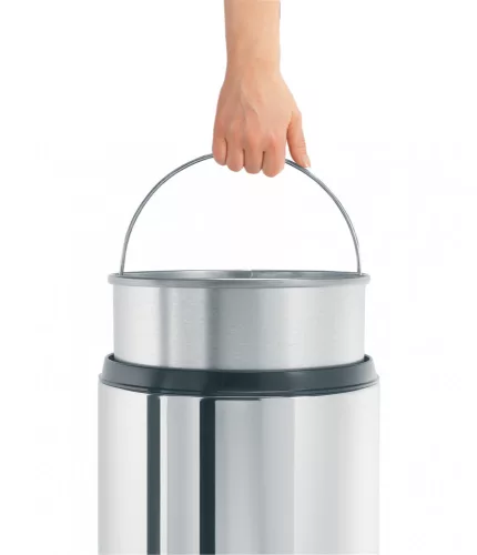 Brabantia Flame Guard önoltó papírkosár hulladékbedobó nyílással, fém kosárral, 30L, r.m. acél, selyem - 378621
