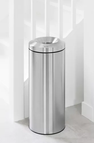 Brabantia Flame Guard önoltó papírkosár hulladékbedobó nyílással, fém kosárral, 30L, r.m. acél, selyem - 378621