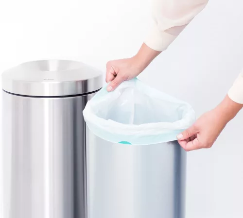 Brabantia Flame Guard önoltó papírkosár hulladékbedobó nyílással, fém kosárral, 30L, r.m. acél, selyem - 378621