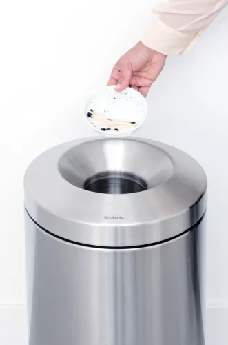 Brabantia Flame Guard önoltó papírkosár hulladékbedobó nyílással, fém kosárral, 30L, r.m. acél, selyem - 378621