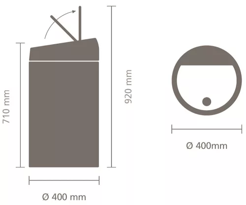 Brabantia Touch Bin nyomófedeles hulladékgyűjtő XXL, 60L - H méret, platinaszürke acél test, selyem ujjlenyomatmentes