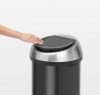 Brabantia Touch Bin nyomófedeles hulladékgyűjtő XXL, 60L - H méret, matt fekete acél test, selyem ujjlenyomatmentes fedő