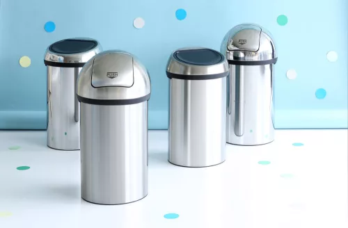 Brabantia Push Bin nyomófedeles hulladékgyűjtő XXL, 60L - H méret, r.m. acél, fényes - 402623