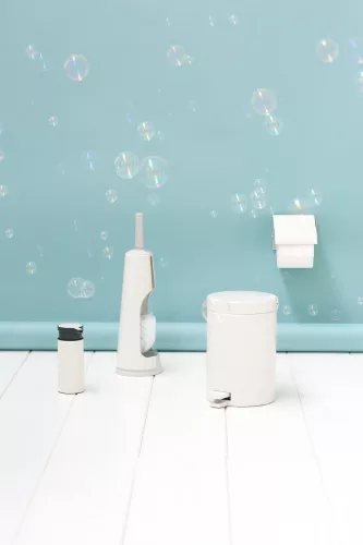 Brabantia ReNew WC-kefe padlón álló tartóval, acél, fehér - 414664