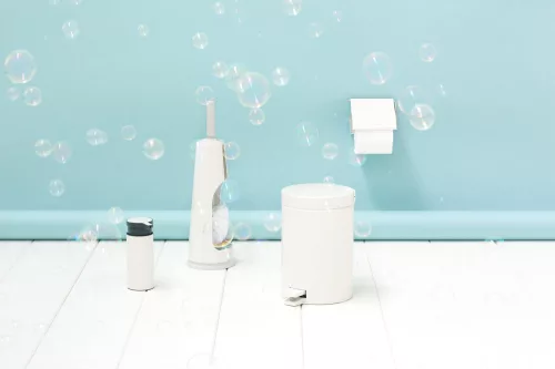 Brabantia ReNew WC-kefe padlón álló tartóval, acél, fehér - 414664