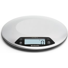   Brabantia Profile digitális konyhai mérleg, időzítővel, 5kg teherbírás, 1g pontosság, megvilágított LCD kijelző, elemes,