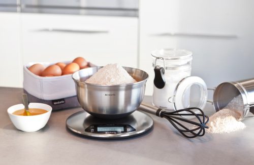 Brabantia Profile digitális konyhai mérleg, időzítővel, 5kg teherbírás, 1g pontosság, megvilágított LCD kijelző, elemes,
