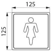 DELABIE Női WC piktogram, r.m. acél, selyem, 1,2 mm vastag lemezből, öntapadós hátlappal