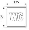 DELABIE WC, mosdó piktogram, r.m. acél, selyem, 1,2 mm vastag lemezből, öntapadós hátlappal