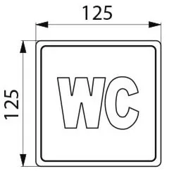 DELABIE WC, mosdó piktogram, r.m. acél, selyem, 1,2 mm vastag lemezből, öntapadós hátlappal