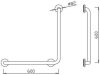 Derékszögű mozgássérült kapaszkodó 600*600 mm, 90°-ban hajlított, fehér acél