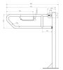 Állványos felhajtható kapaszkodó WC-papír tartóval, acél, fehér, D=32mm, L=700mm