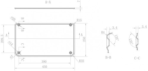 Rozsdamentes acél kiöntő, falikút ráccsal, hátlappal, leeresztőszeleppel, szifon nélkül, selyem matt