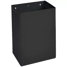   Fali fedő nélküli vandálbiztos hulladékgyűjtő, nagy kapacitású, 45 liter, lekerekített élekkel, acél, fekete