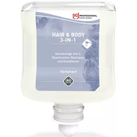   SCJP Hair & Body 3-in-1 szappanmentes luxus krémtusfürdő, sampon és kondícionáló, unisex virág illat, Proline manuális