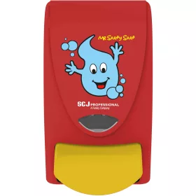  SCJP Proline nyomógombos szappanadagoló kézmosó patronokhoz Mr Soapy Soap grafikával óvodai és iskolai mosdókba,