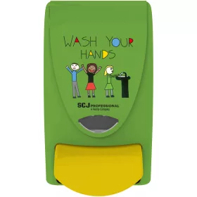   SCJP Proline nyomógombos szappanadagoló kézmosó patronokhoz Wash Your Hands grafikával óvodai és iskolai mosdókba,