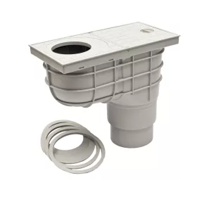   FixTrend ereszbekötő, lombfogó kosárral, rács nlk, alsó kifolyású, szürke, DN110/125