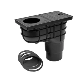   FixTrend ereszbekötő, lombfogó kosárral, rács nlk, alsó kifolyású, fekete, DN110/125