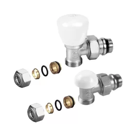   GIACOMINI R25K kézi radiátorszelep szett, sarok, 1/2"K, 2db 16x15mm fém cstlval