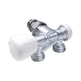   GIACOMINI R358B egypontos radiátorszelep, sarok, bal, függ., kétcsöves, 1/2"-18mm