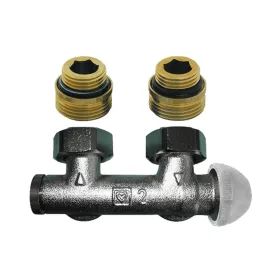   HERZ H-3000 termosztatikus szelepblokk, sarok, egy/kétcsöves, 1/2"K-3/4"K, M30x1.5