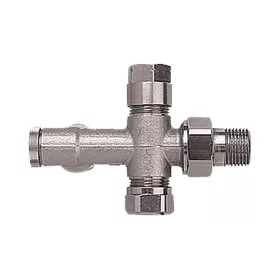   HERZ 1000 kétpontos radiátorszelep, alsó, kétcsöves, sarok 1/2"-3/4" Eurokón.,