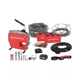   ROTHENBERGER R600 VarioClean akkumulátoros csőtisztító gép, szerszám készlettel